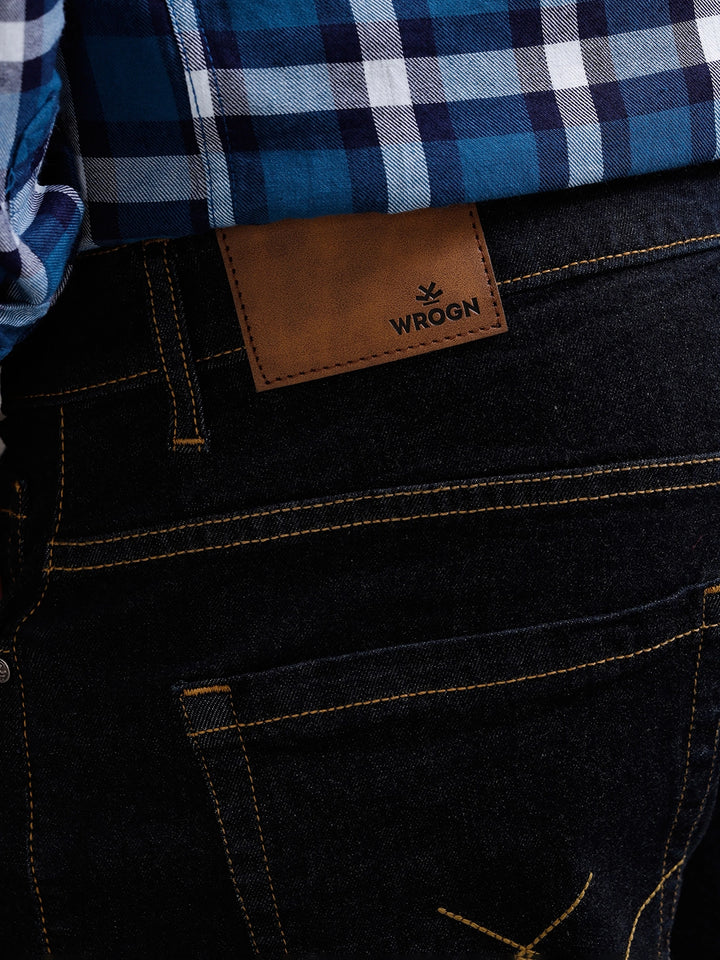 Solid Slim Tapered Jeans | Dark Blue