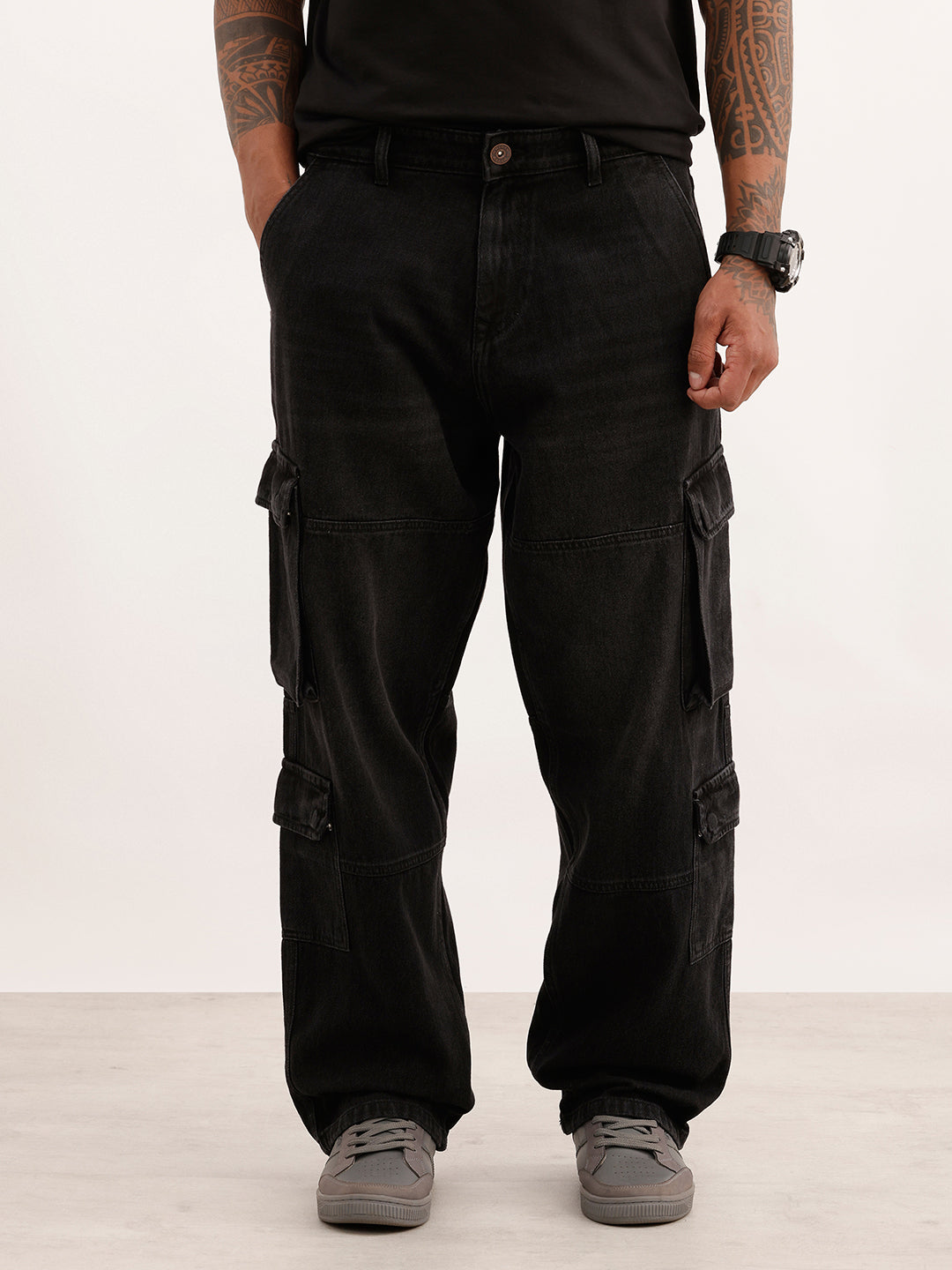 Faded Loose Fit Denim Cargo | Grey | WJN100CR7674W