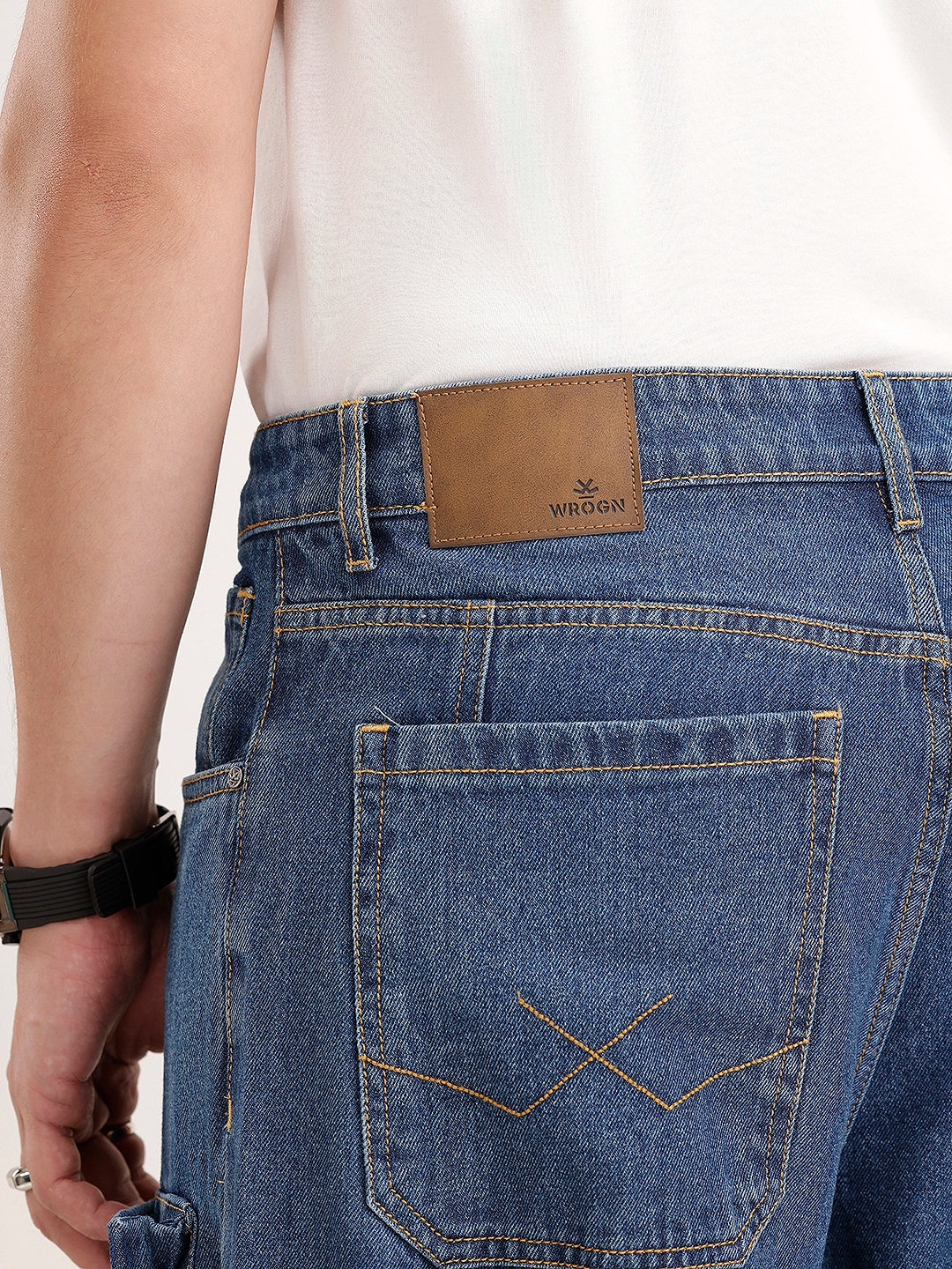 Baggy Fit Cargo Denim Jeans | Navy Blue