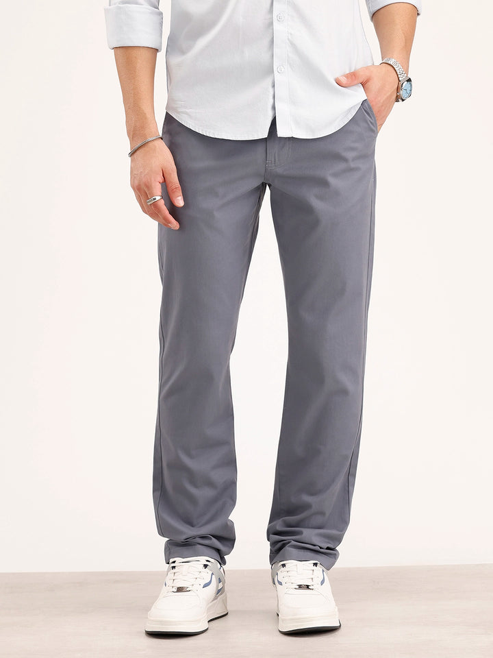 Solid Slim Fit Trouser   |  Grey
