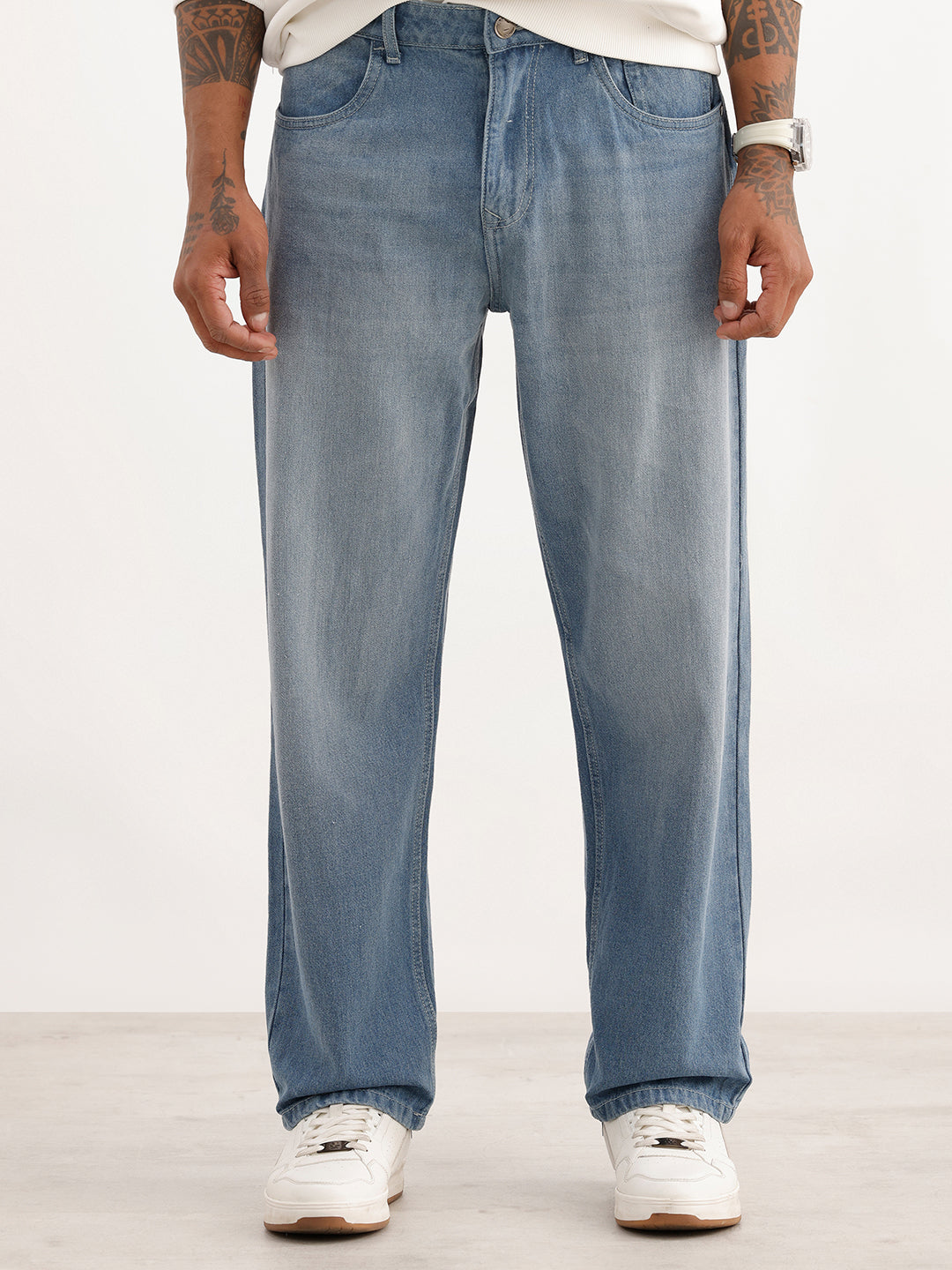 Washed Loose Fit Denim Jeans | Light Blue