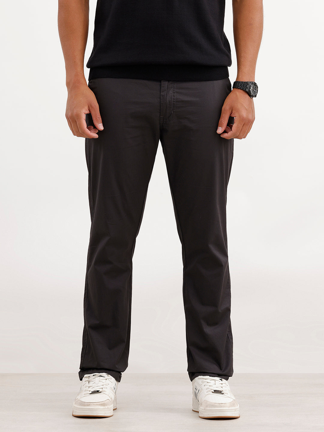 Solid Slim Fit Trouser | Grey