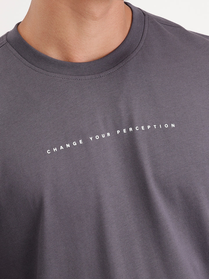 Oversized Fit Back Printed T-Shirt | Dark Grey