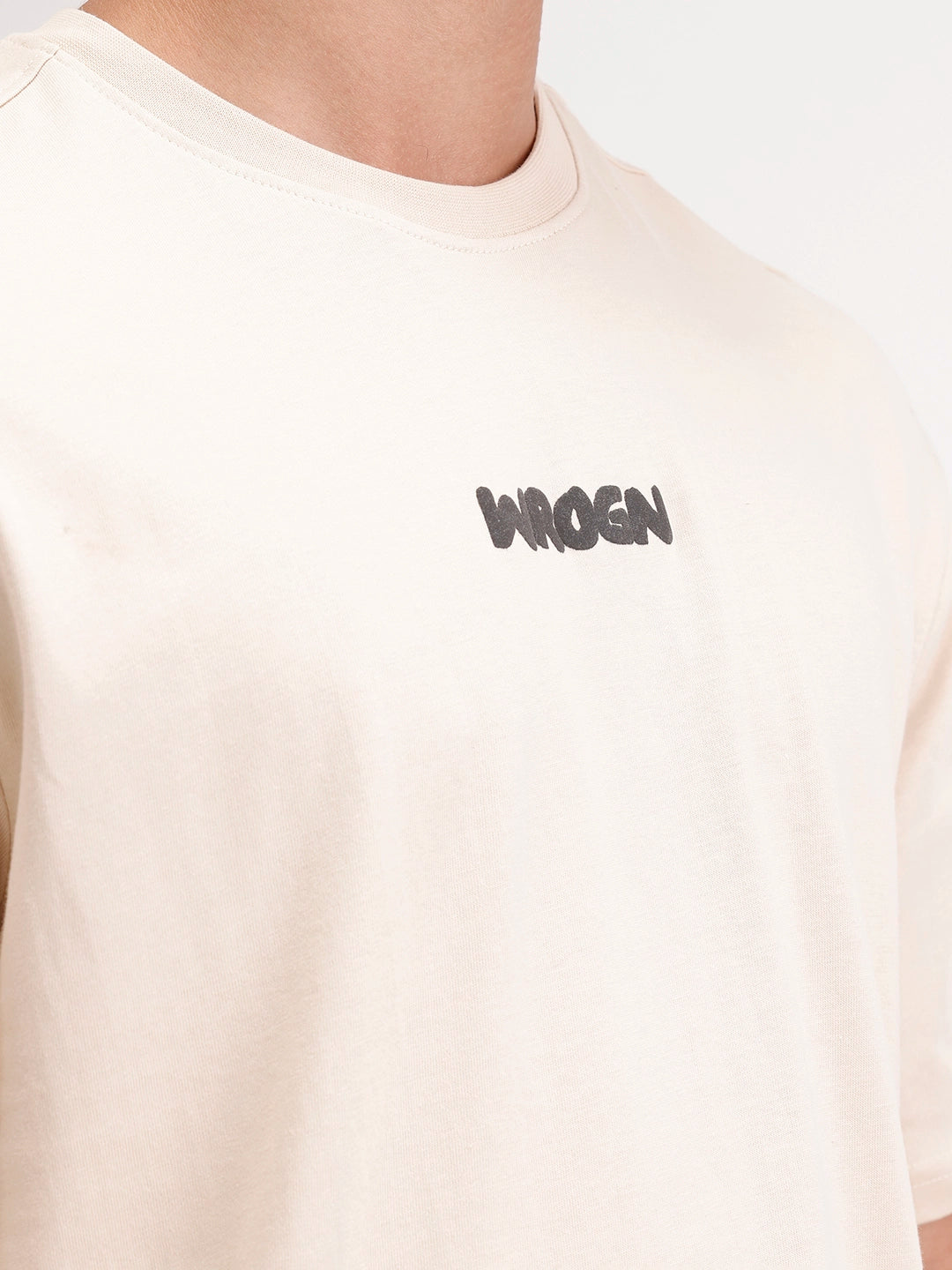Oversized Fit Back Printed T-Shirt | Beige