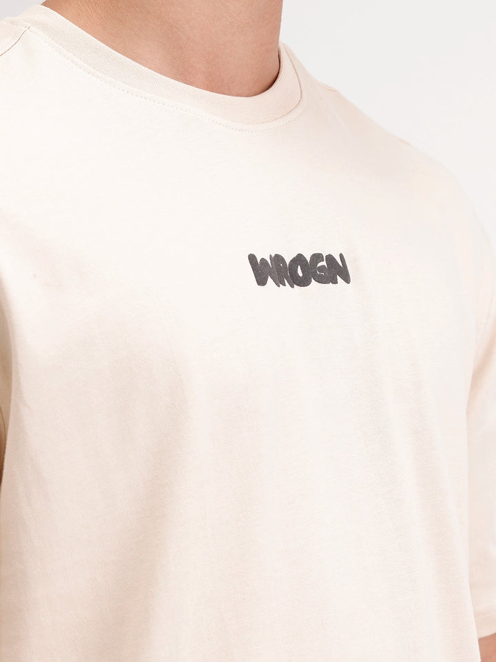 Oversized Fit Back Printed T-Shirt | Beige