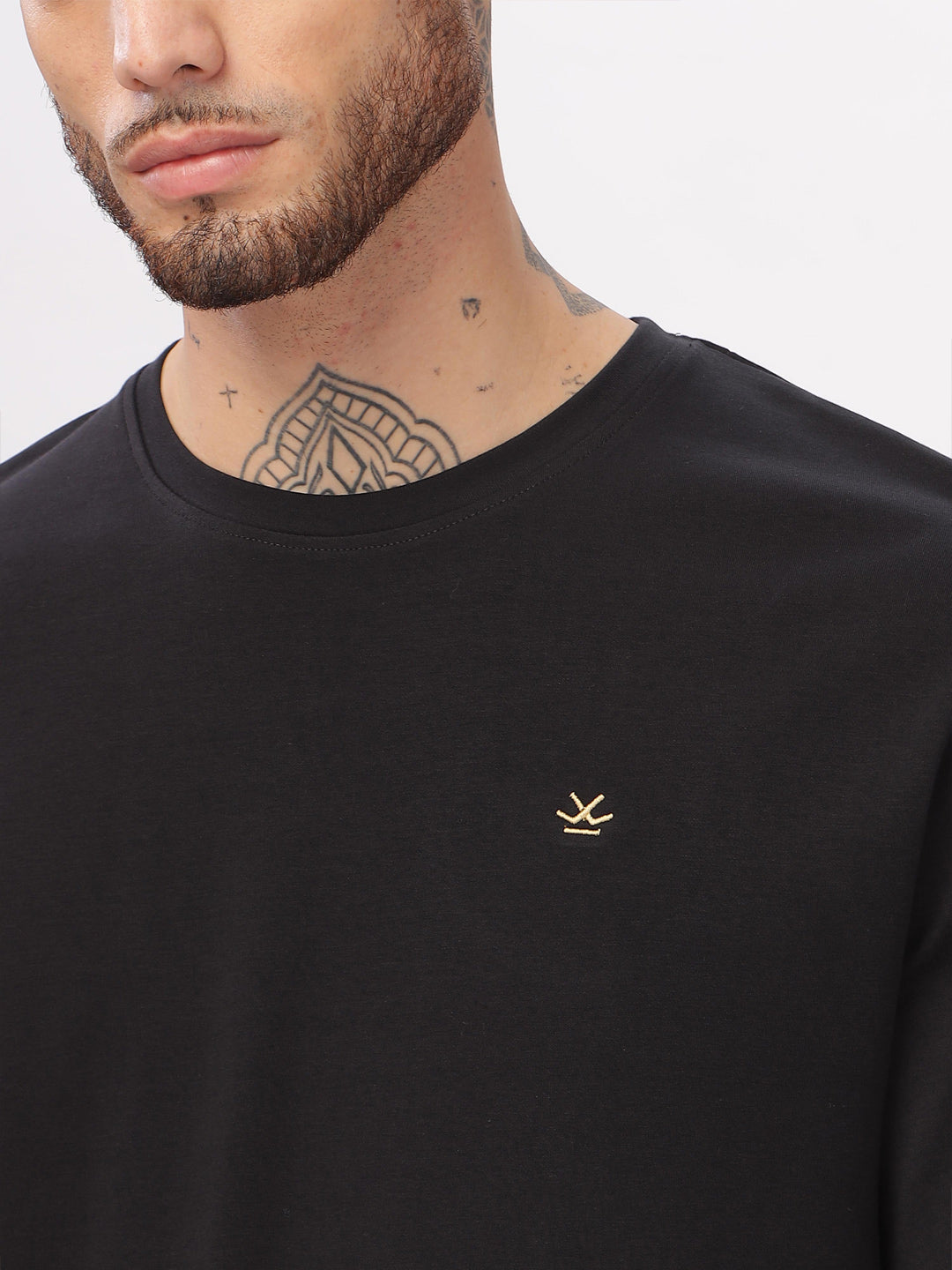 Bold Solid Black Crew Neck T-Shirt