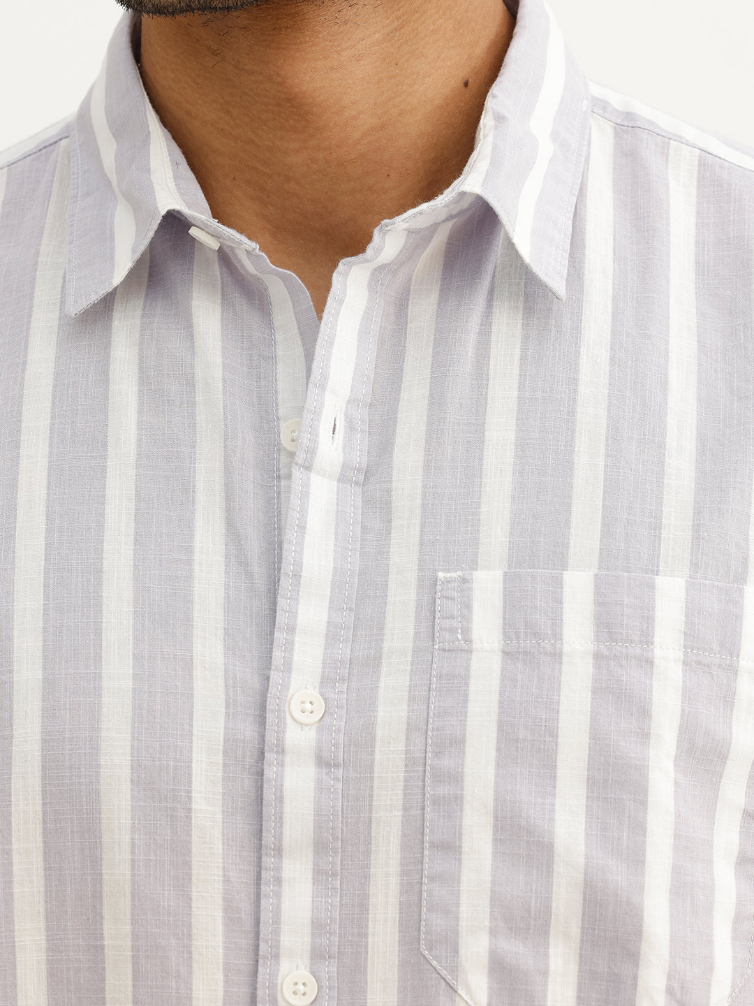 Regular Fit Striped Full Sleeve Shirt | Purple