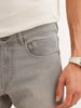 Solid Slim Mid Rise Fit Denim Jeans | Grey | WSJN2088F