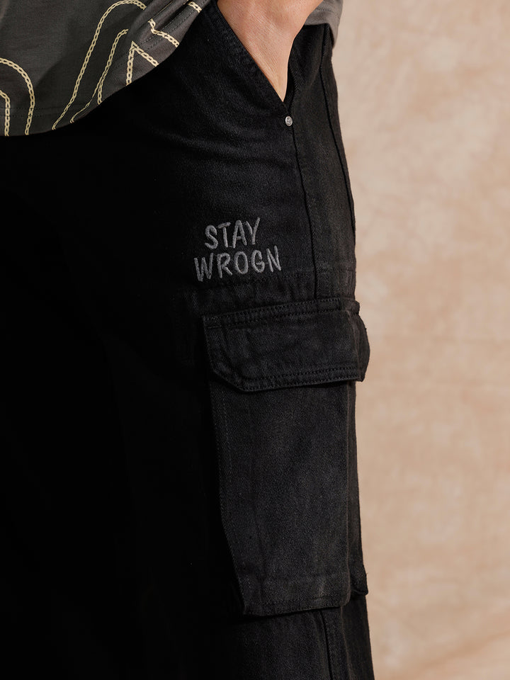 Solid Heavy Fade Loose Fit Jeans | Black