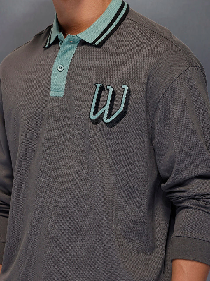 Classic Long Sleeve Polo T-Shirt   |  Grey
