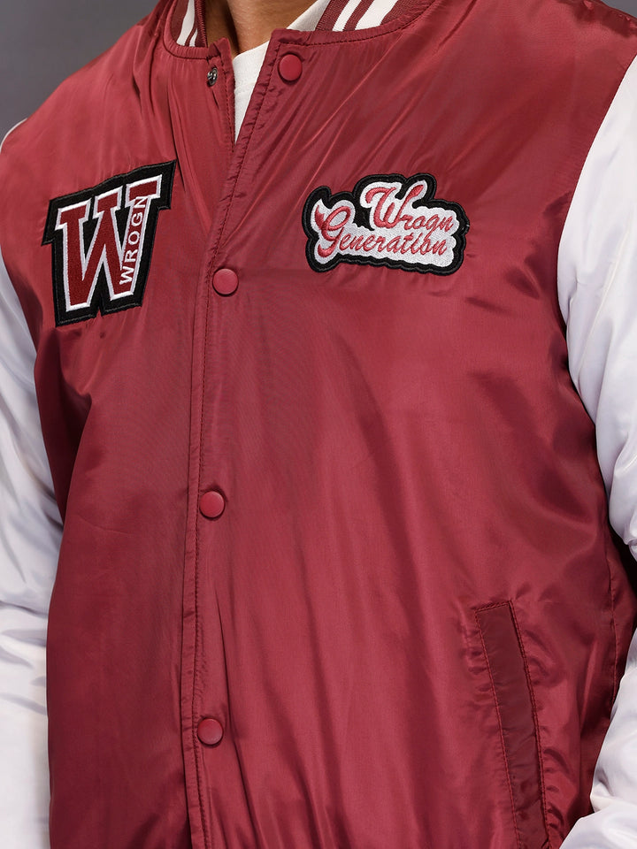 Men’s Red & White Varsity Jacket | White
