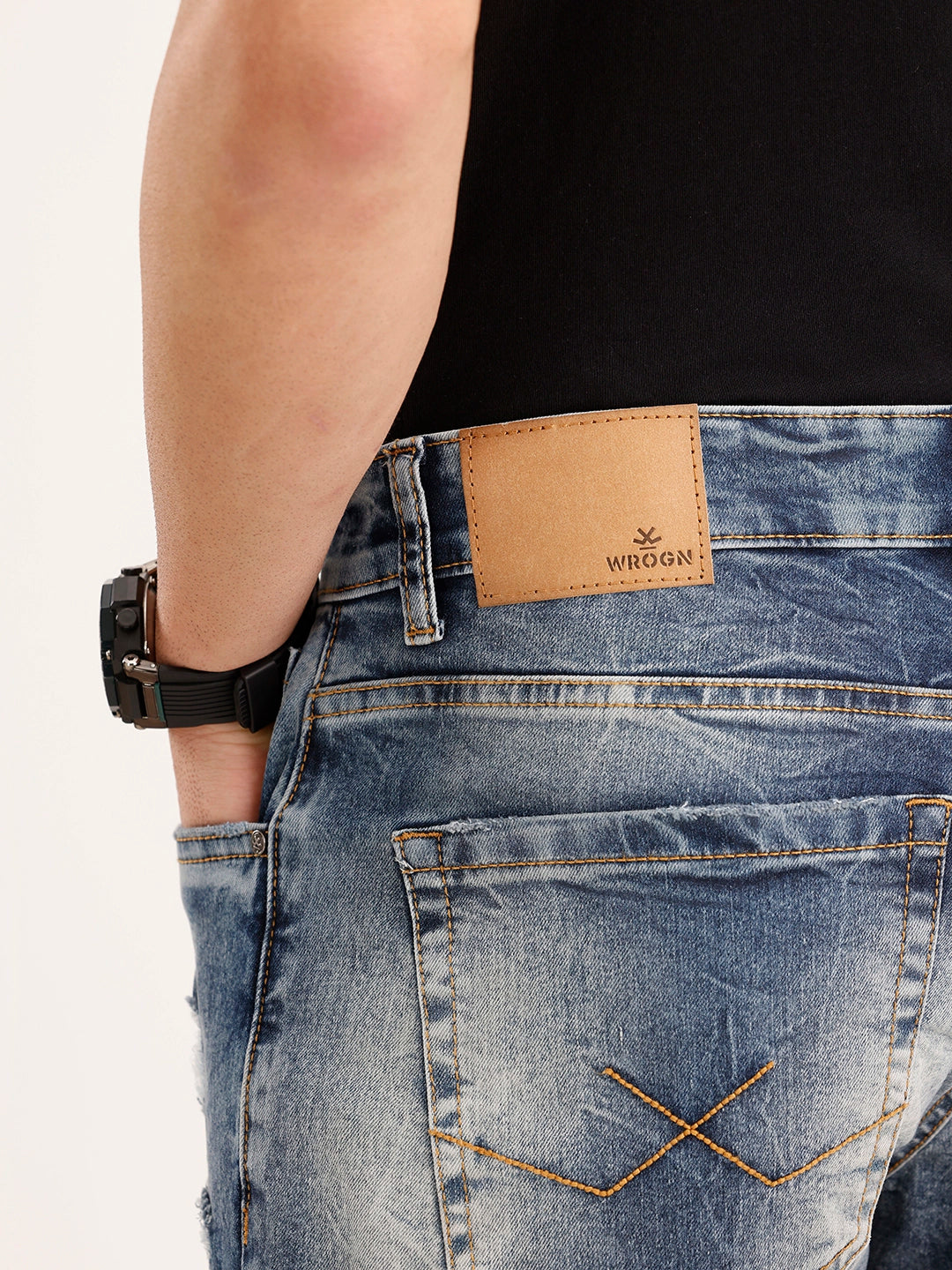 Relaxed Fit Distressed Denim Jeans | Light Blue