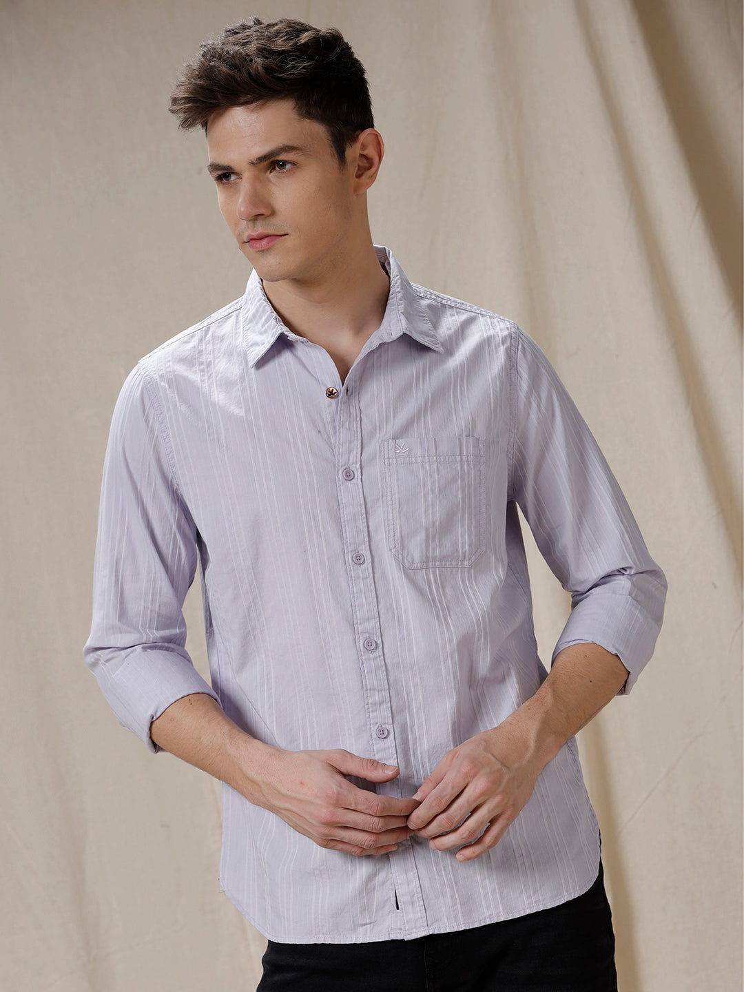 Purple Stripes Casual Shirt