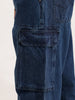 Solid Loose Fit Cargo Denim Jeans | Dark Blue