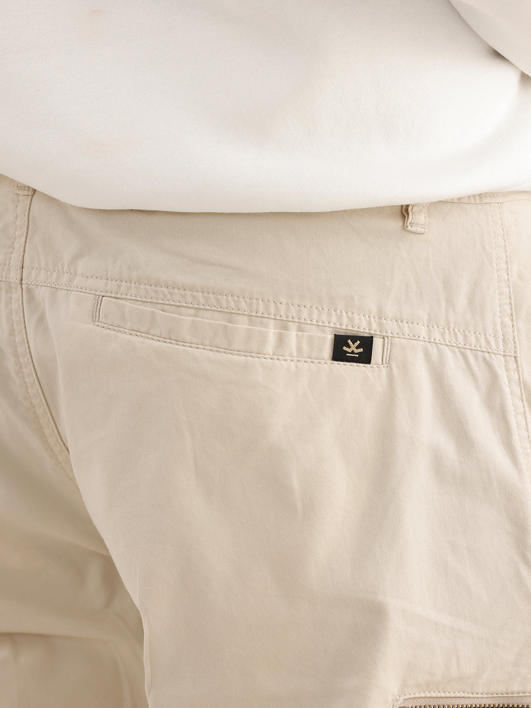 Solid Loose Fit Cargo Trouser | Beige