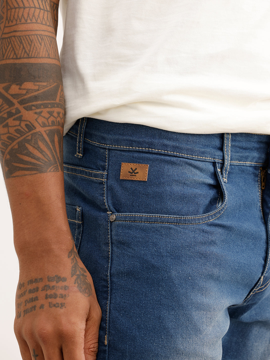 Faded Straight Fit Denim Jeans | Blue
