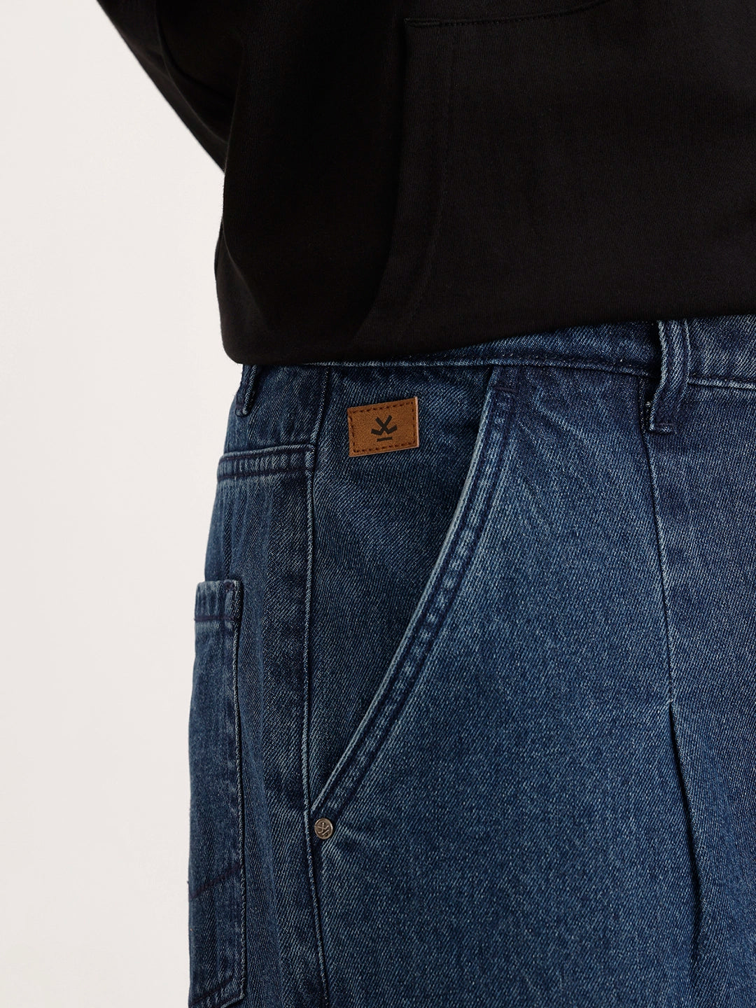 Loose Pleate Fit Denim Jeans | Blue