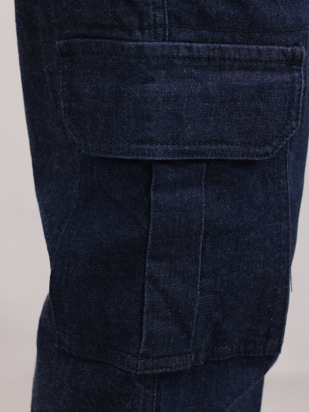 Classic Solid Relaxed Fit Cargo Jeans | Dark Blue