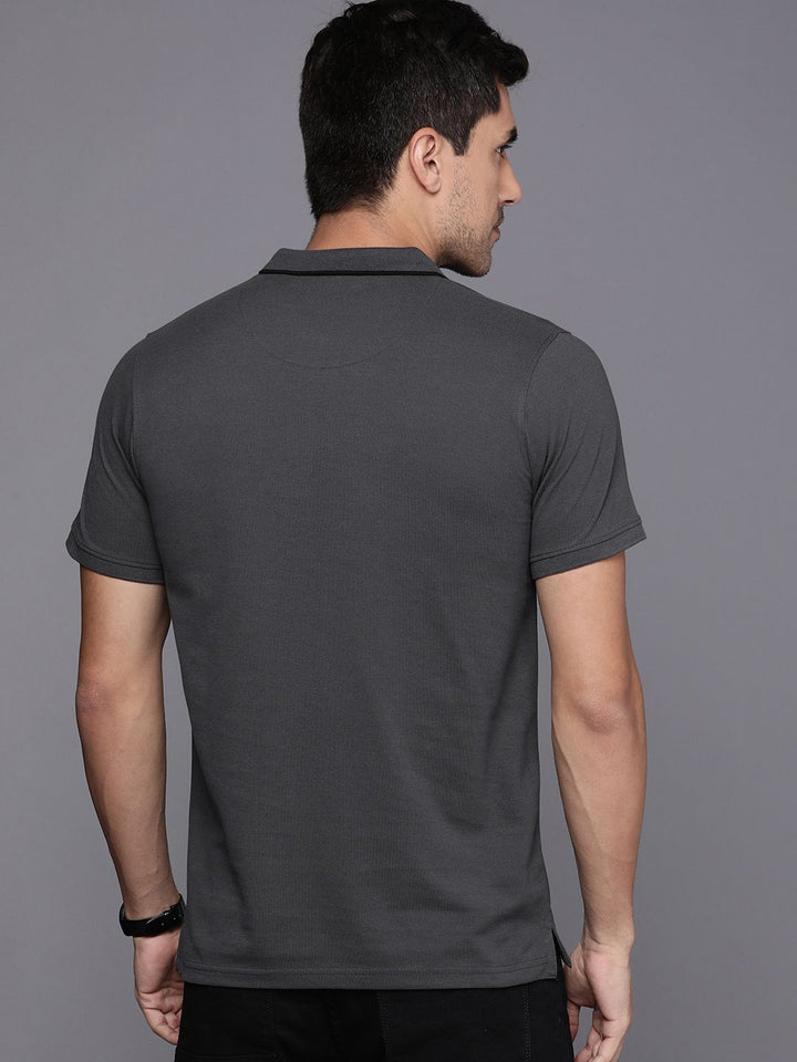 Basic Grey Polo Collar T-Shirt