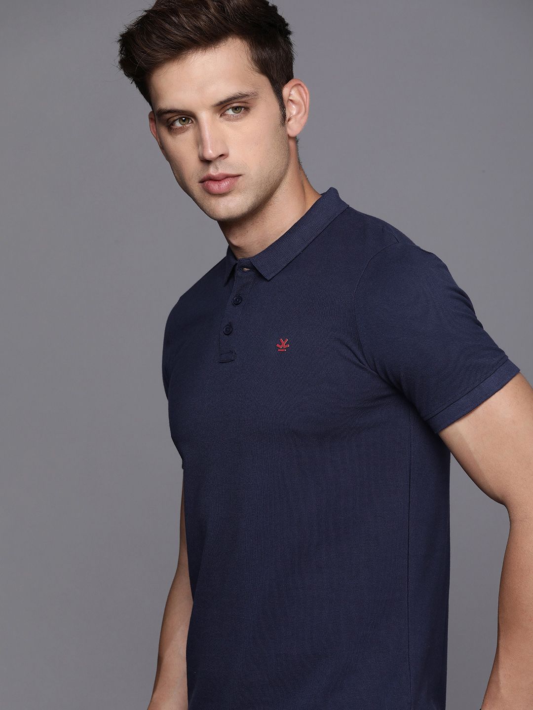 Basic Navy Polo Collar T-Shirt