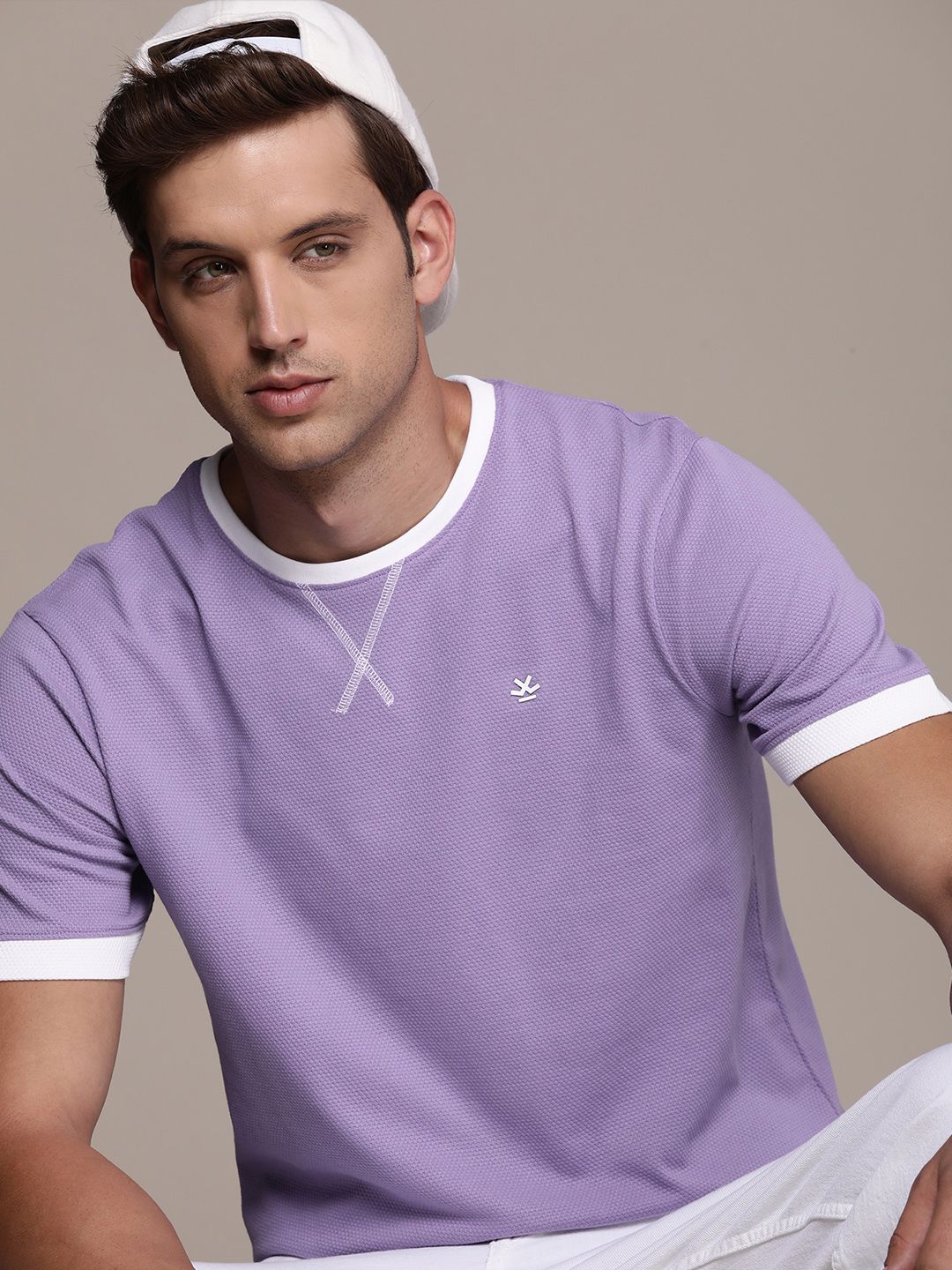 Lavender and White Striped Edges T-Shirt