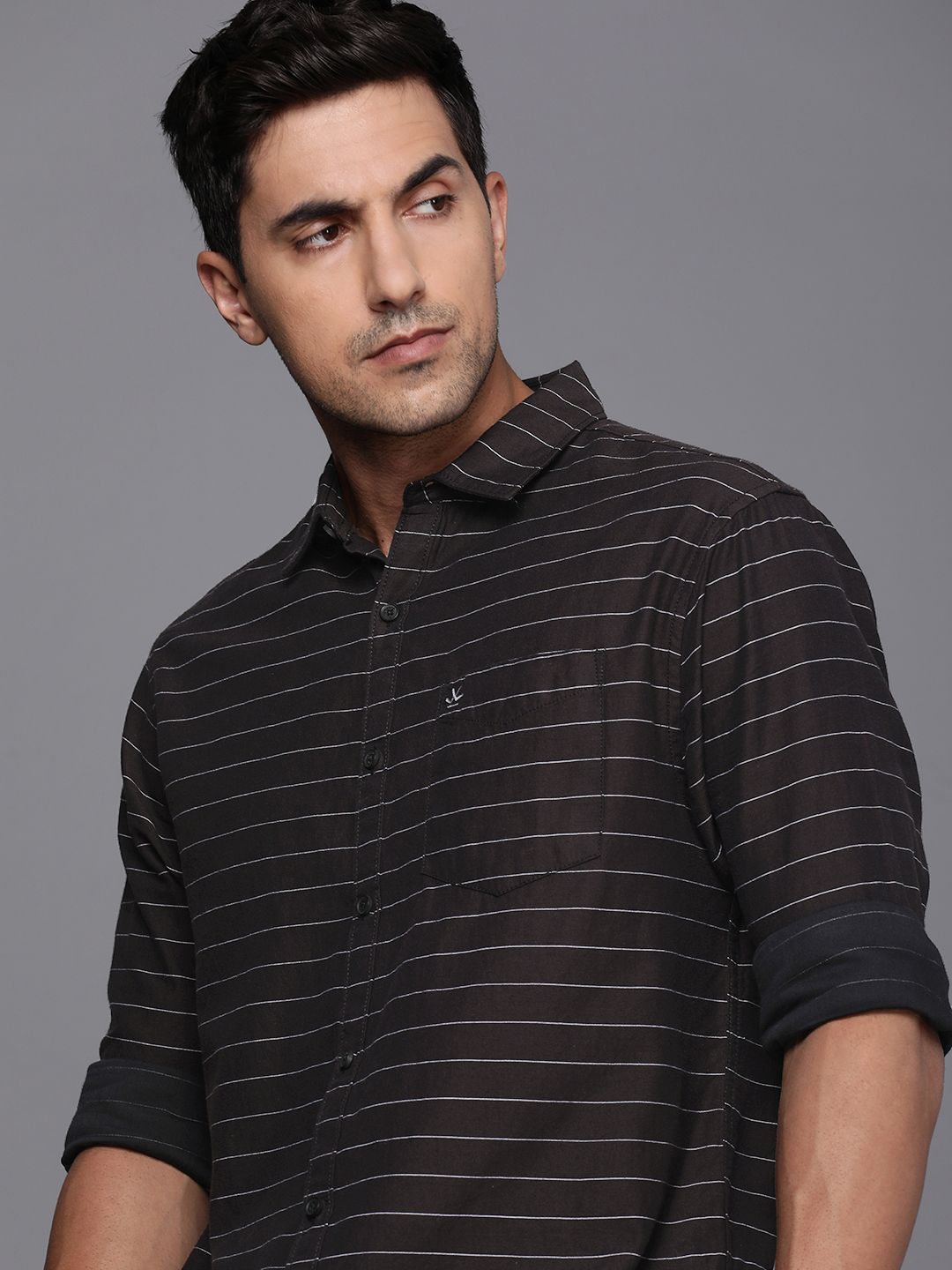 Dark Brown Striped Shirt