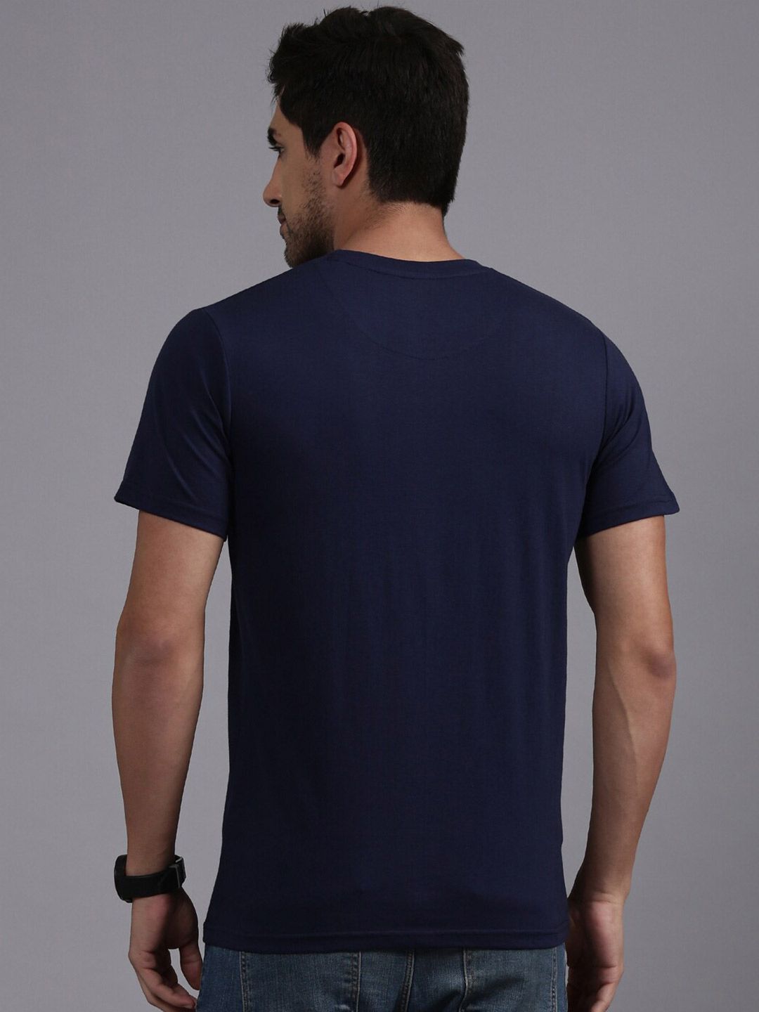 Navy Foil Print Crew Neck T-Shirt