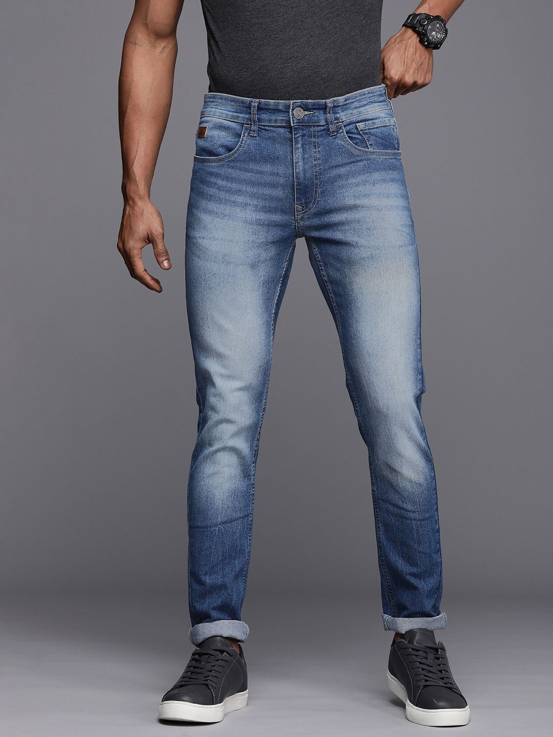 Heavy Fade Slim Fit Blue Jeans