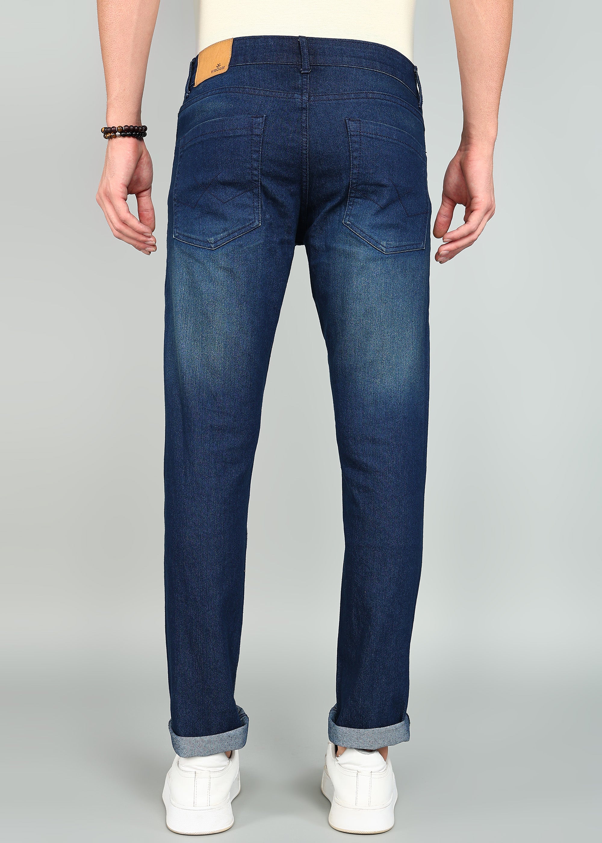 Classic Dark Blue Five Pocket Slim Fit Jeans