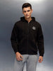 men's casual front zip up hooded sweatshirt | Black