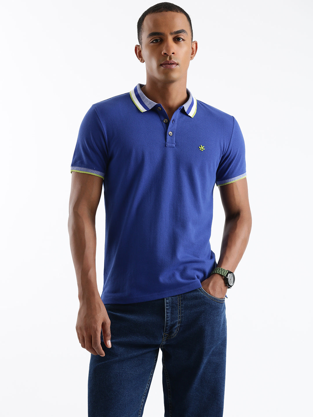 Striped Collar Classic Polo T-shirt