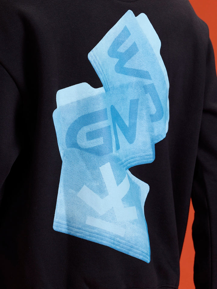 Casual Oversized Sweatshirt With Statement Graphic | Black
