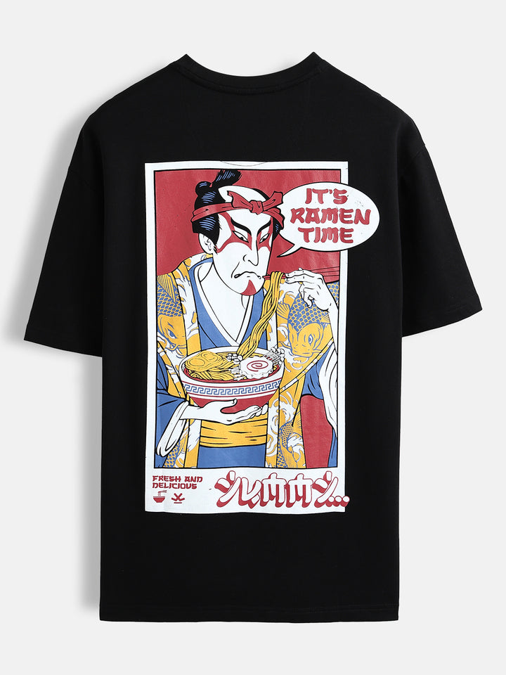 Oversized ramen graphic T-shirt | Black