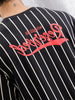 Striped Oversized Fit T-shirt With Puff Print | Black