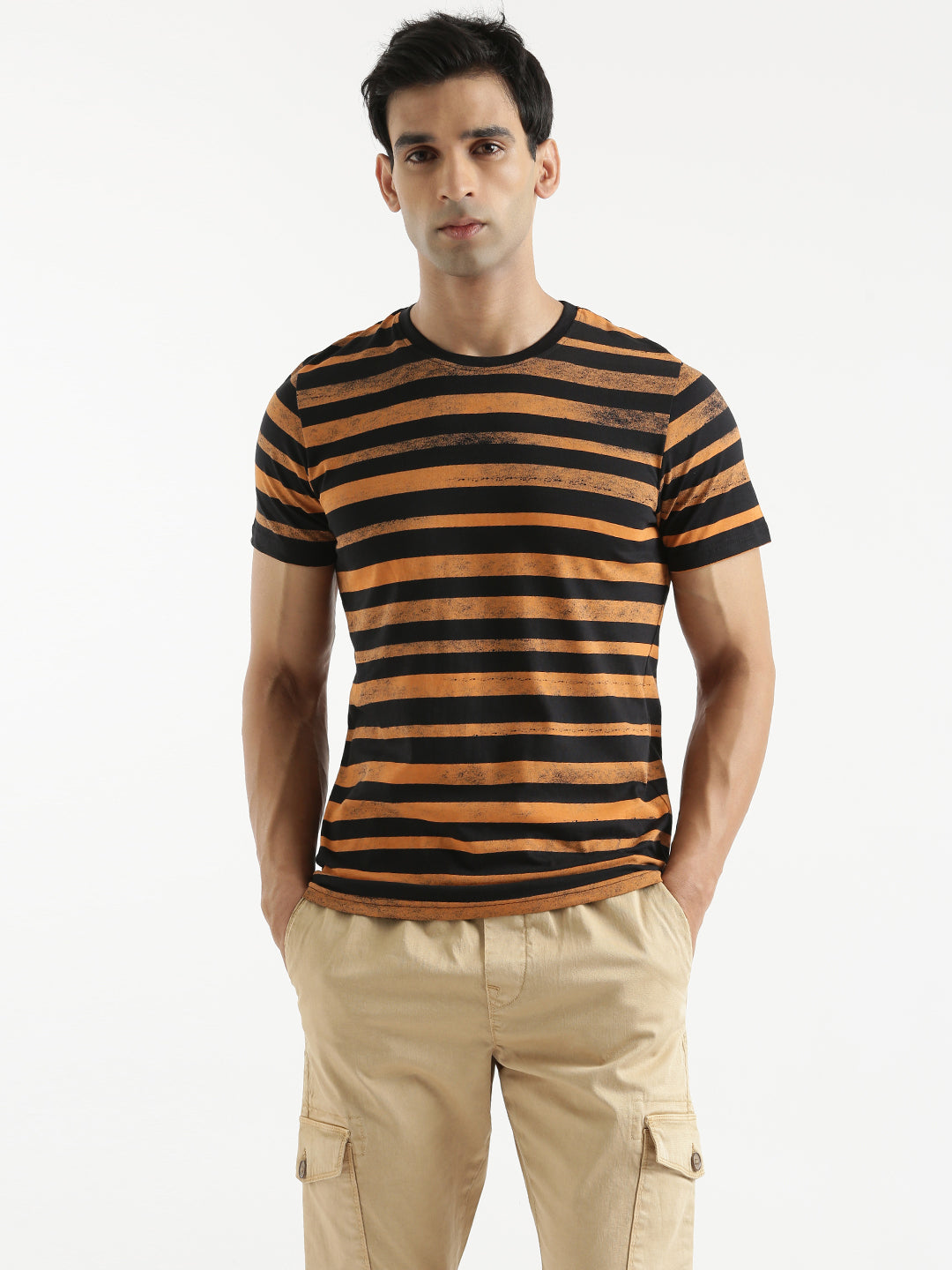 Abstract Striped Brown T-Shirt