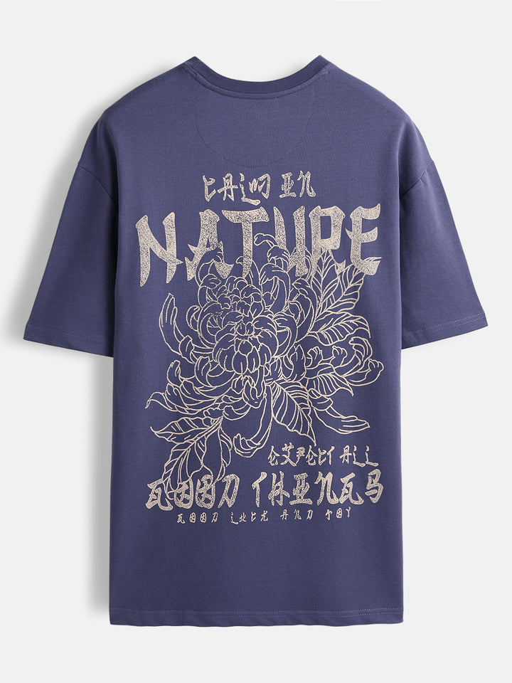 Graphic chest print oversized T-shirt | Dark blue