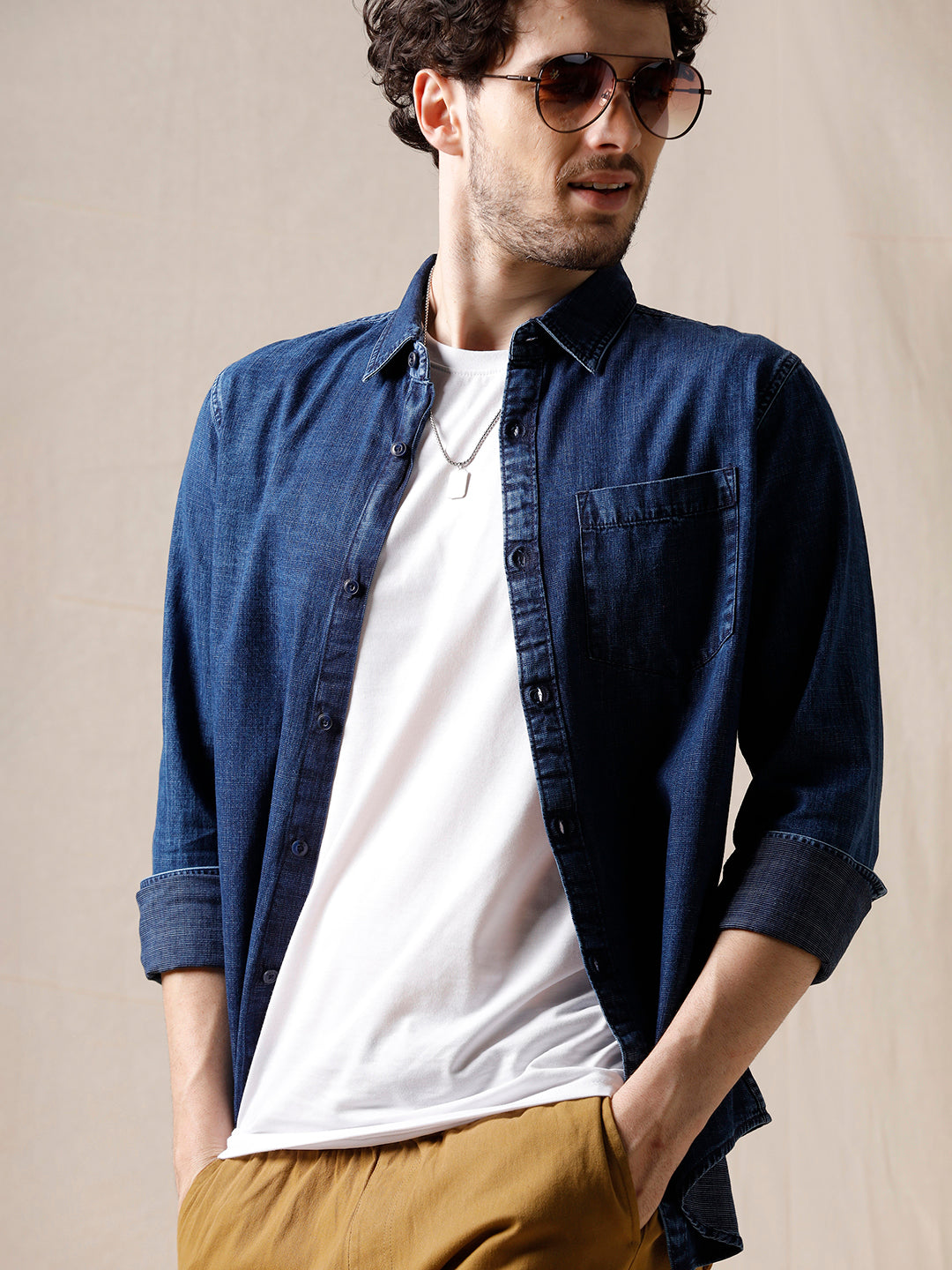 Solid Denim Blues Shirt