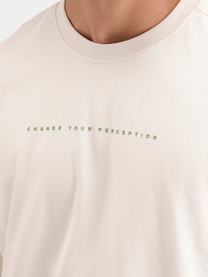 Oversized Fit Back Printed T-Shirt | Beige