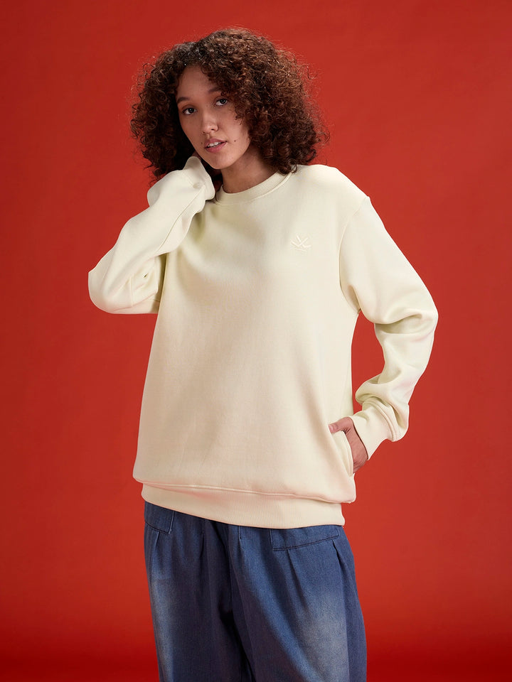 Men's Solid Casual Comfort Fit Sweatshirt | Aloe Wash