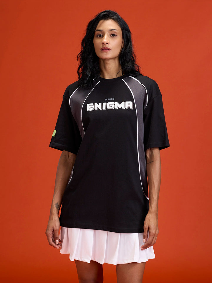 Casual Men Sporty Look Oversized Fit Tee With Print | Black