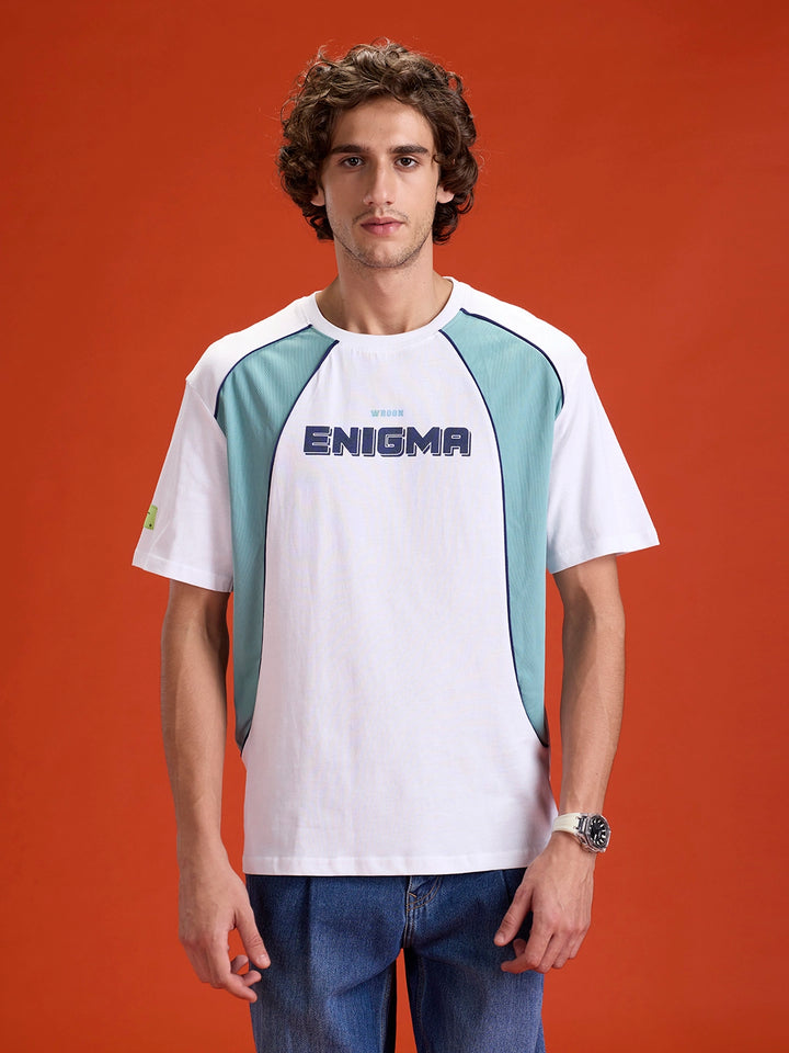 Casual Men Sporty Look Oversized Fit Tee With Print | White