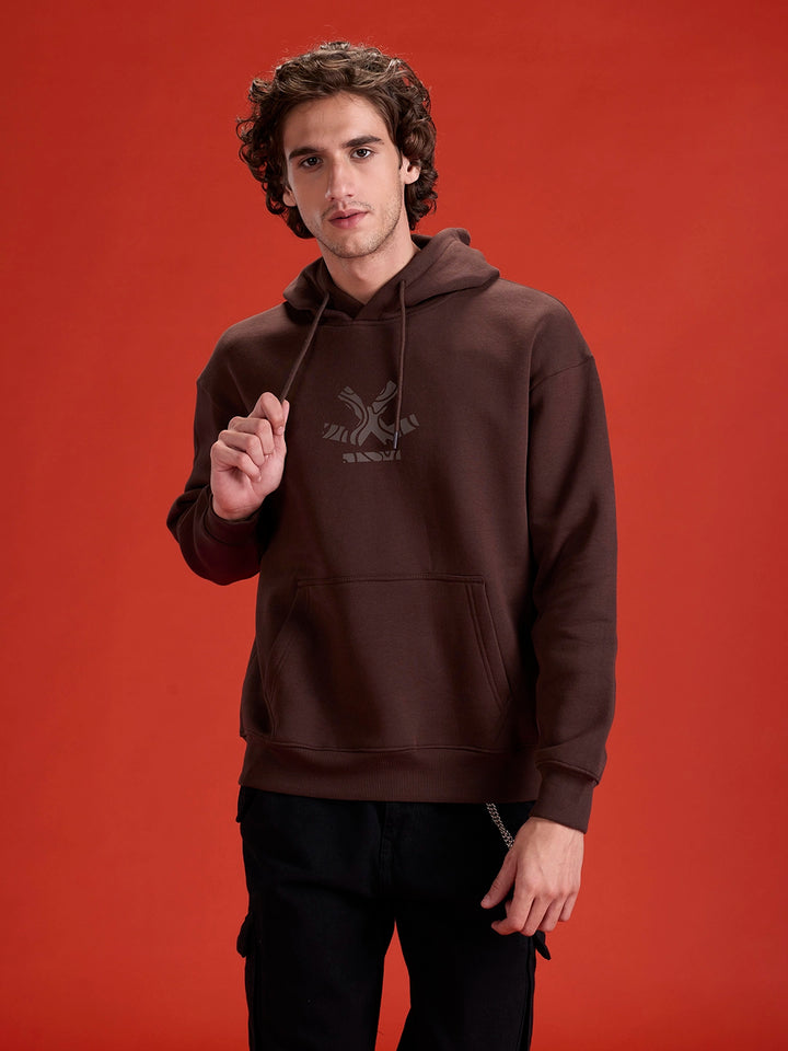 Men’s minimal graphic hooded sweatshirt | Java