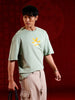 Wrogn Graphic Printed Oversized Fit T-Shirt | Green
