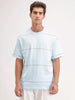Oversized Stripes Printed T-Shirt | Light Blue