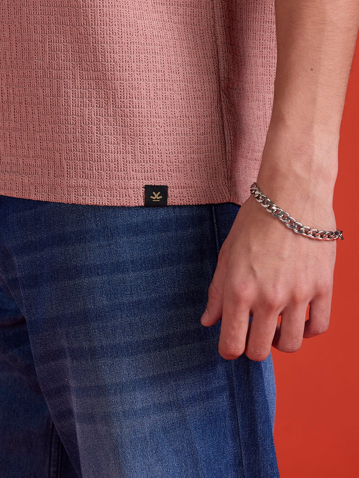 Men's Textured Oversized T-shirt  |  Peach