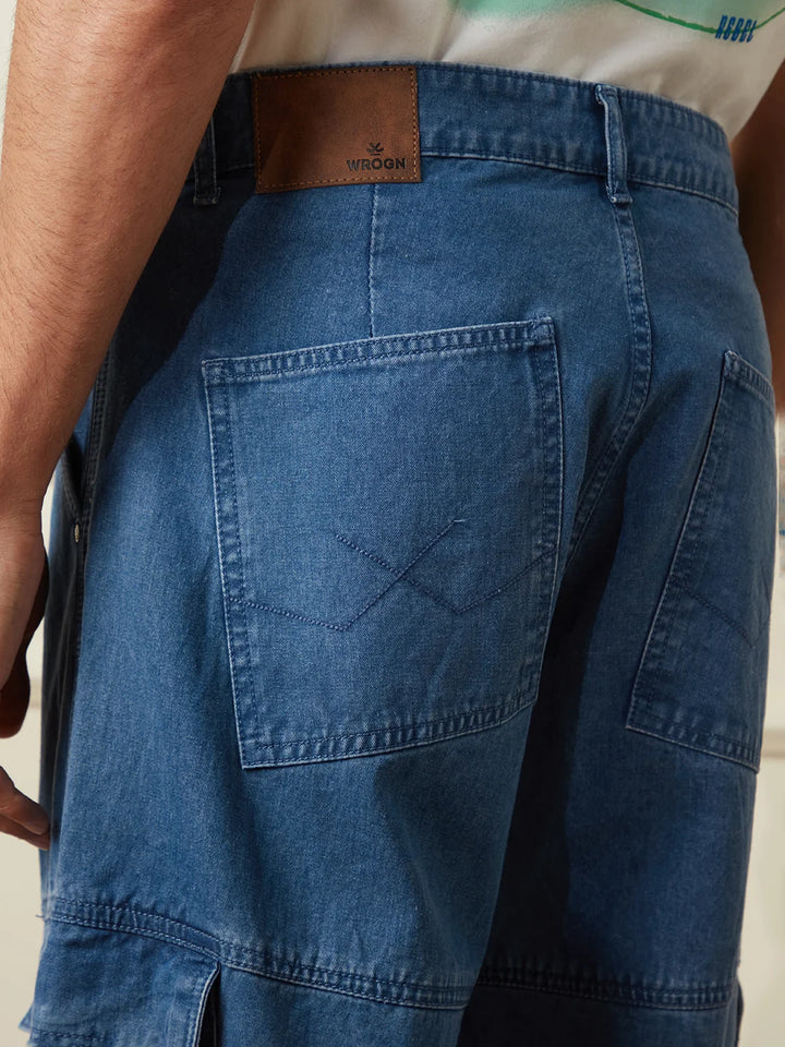 Casual Anti Fit Denim Cargo | Blue