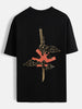 Puff print chest motif oversized tshirt | Black