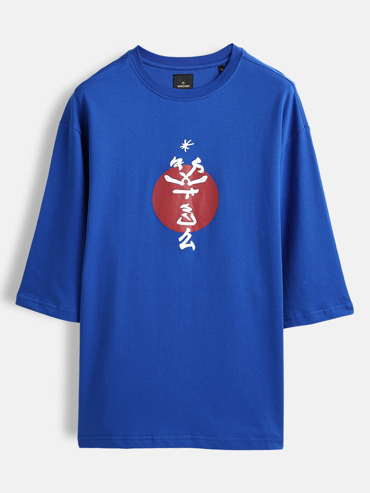 Men’s samurai mask graphic oversized T-shirt | Blue