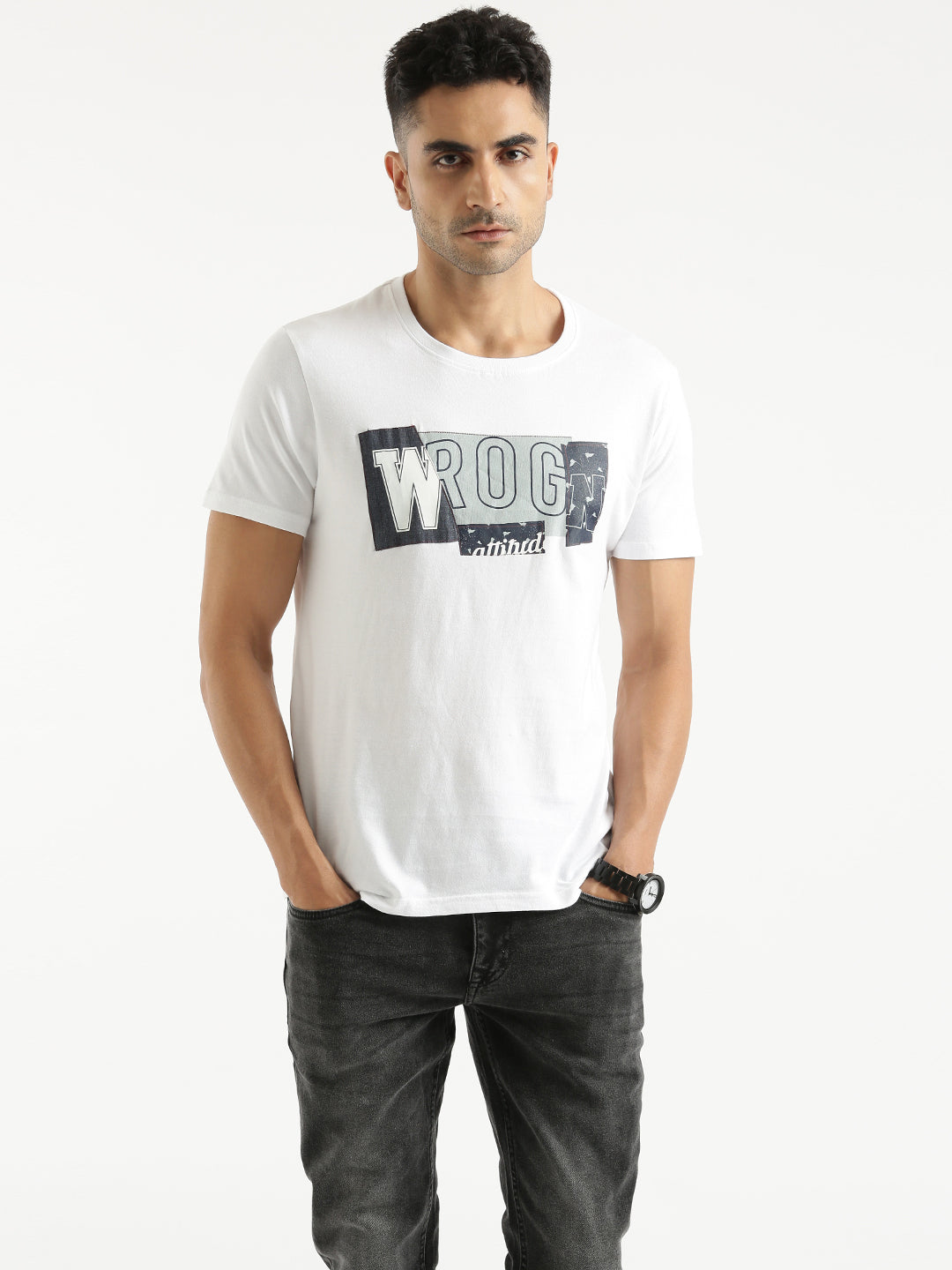 Wrogn Attitude Printed Bold T-shirt