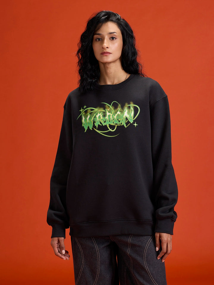 Mystical Graphic Brand Carrier Sweatshirt In Brushed Fleece | Black
